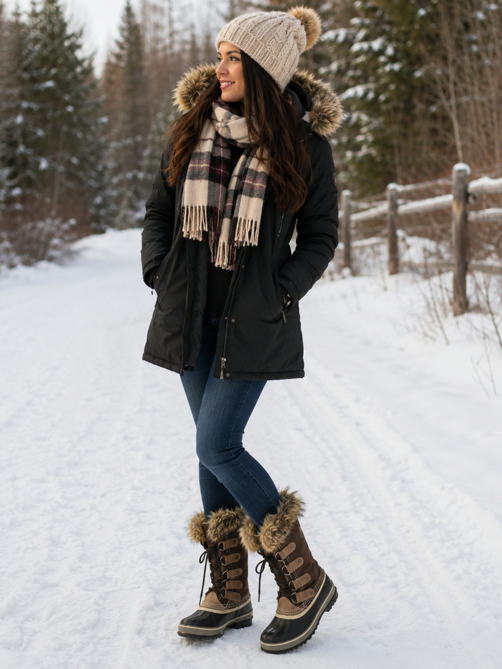 SOREL Joan of Arctic Women's 6 Brown Suede Faux Fur Waterproof Snow Boots